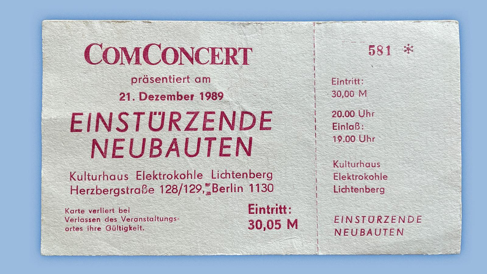 Konzerterinnerungen Neubauten 1989 - Banner