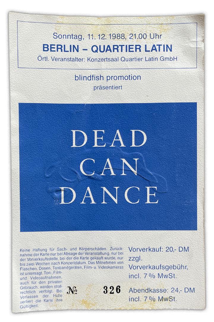 Konzerterinnerunge-Dead Can Dance-Ticket full