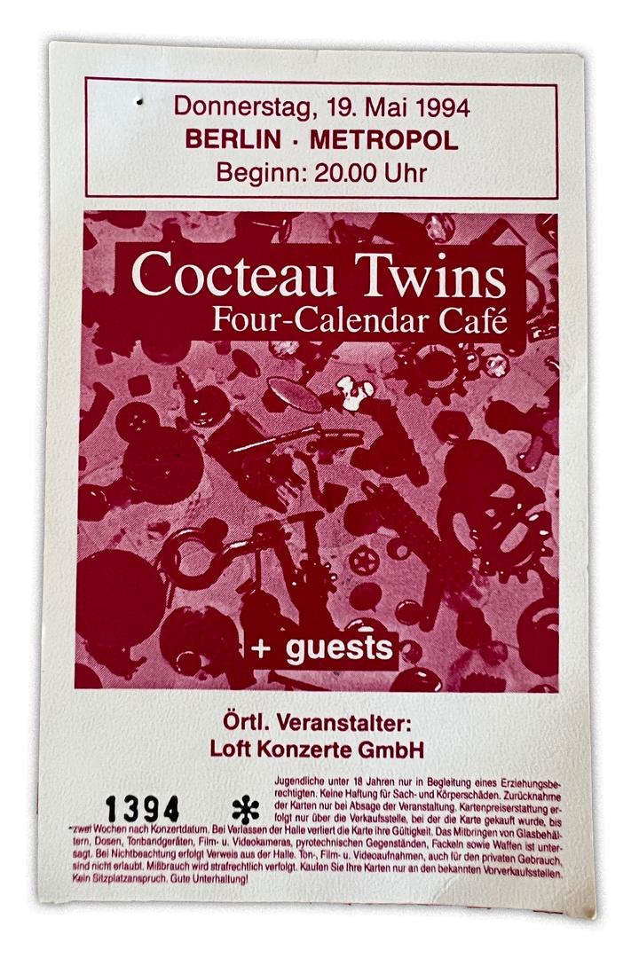 Konzerterinnerung Eintrittskarte Cocteau Twins Berlin 1994 full