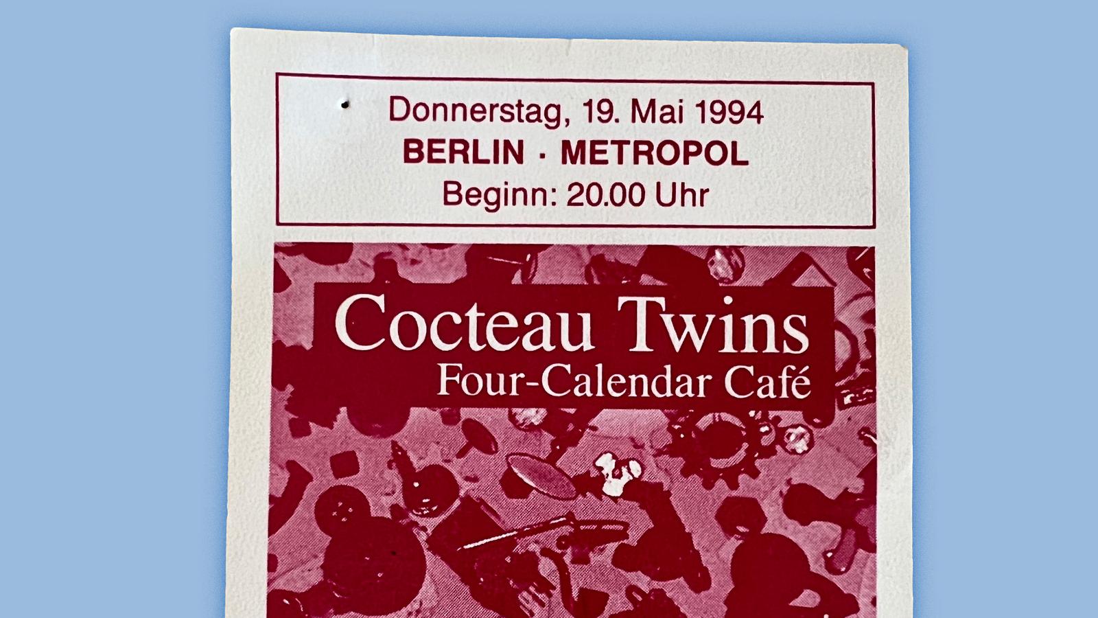 Konzerterinnerungen Eintrittskarte Cocteau Twins Berlin 1994