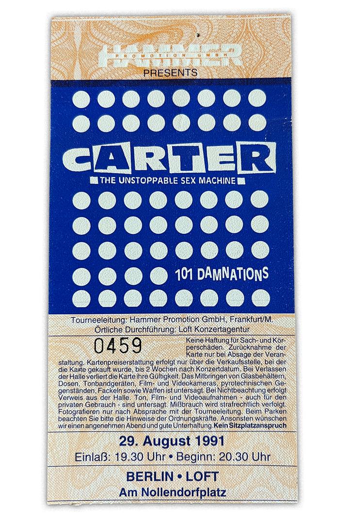 Konzerterinnerungen Carter Berlin 1991 Ticket