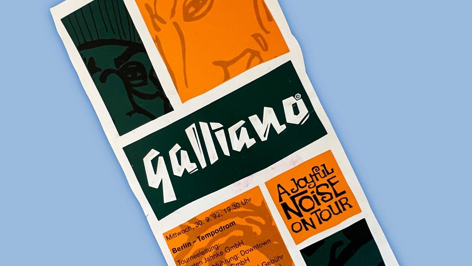 Konzerterinnerungen - Galliano - Ticket aus Berlin Tempodrom 1992