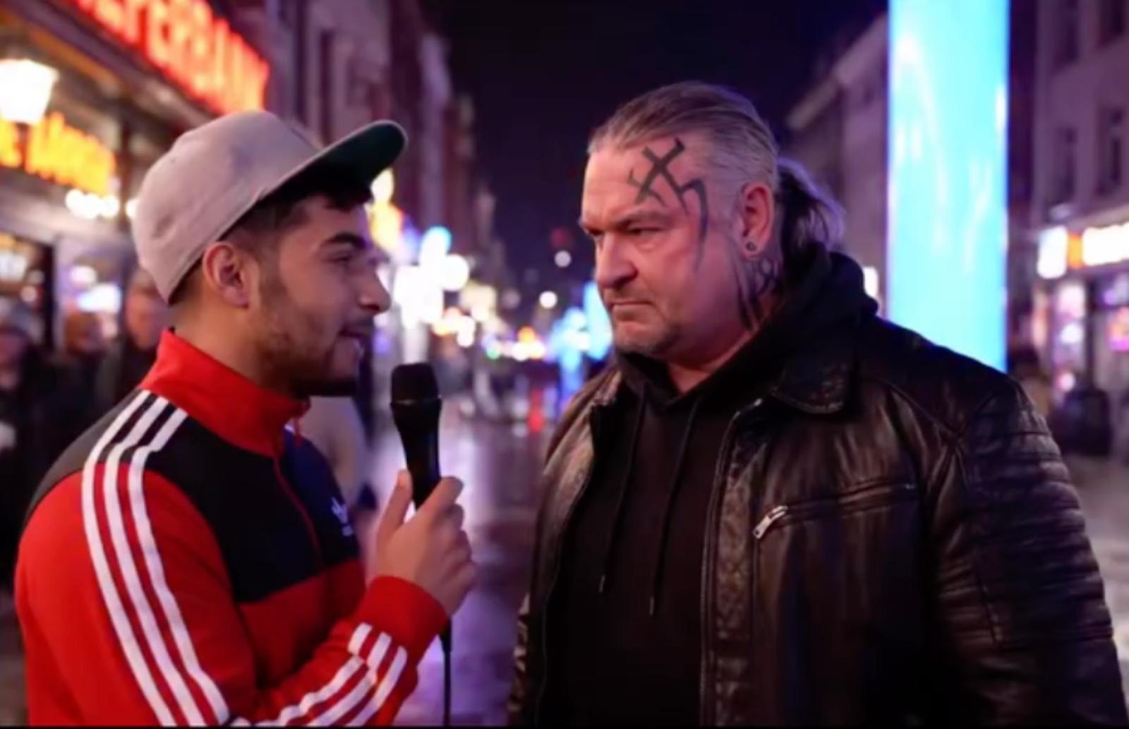 Hakim Decoded 02 Szene aus einem KI-generierten Interview mit einem Türsteher