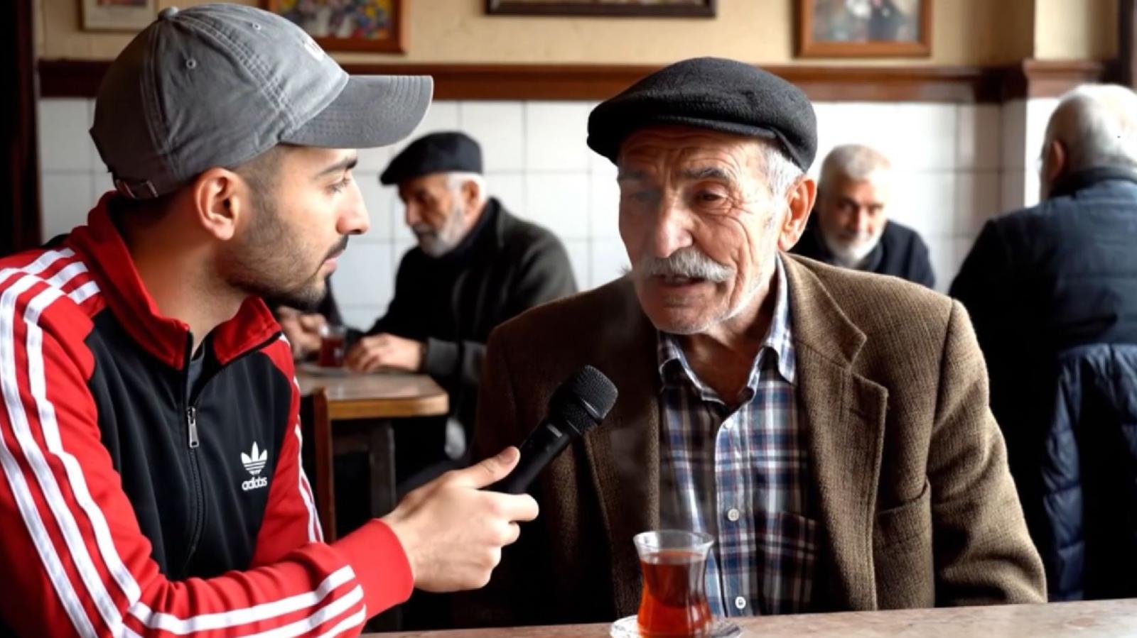 Hakim Decoded 03 - Ki-generierter Interviewszene mit altem Mann